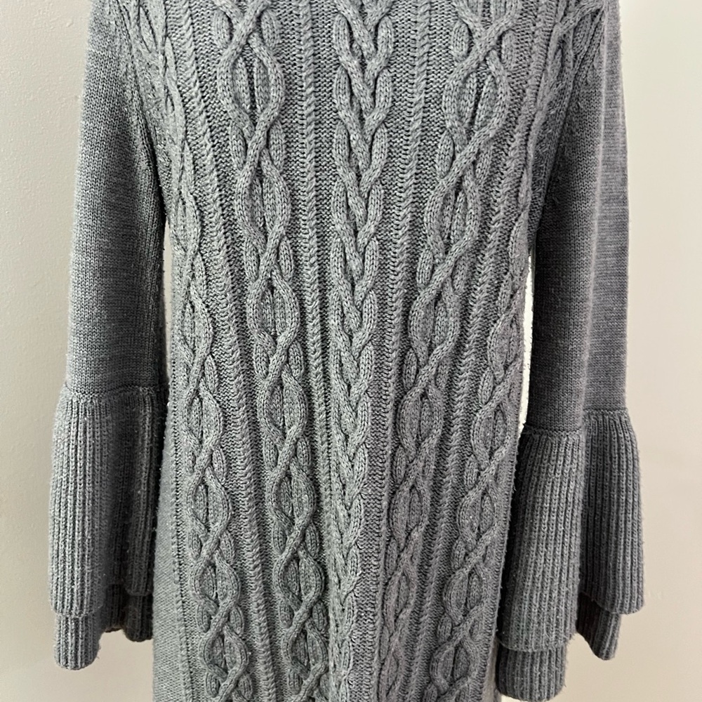 Gray Cable Knit Sweater Dress